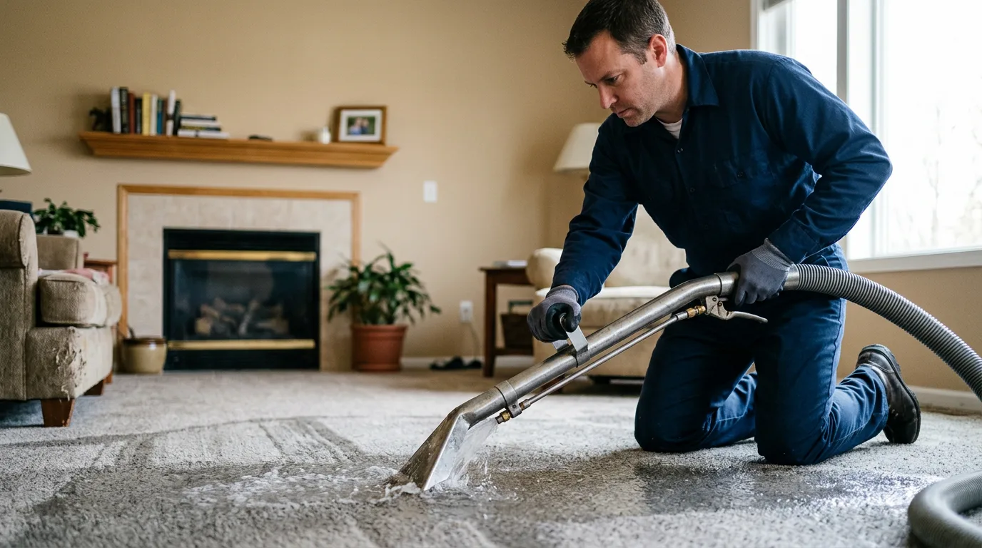 Water damage restoration technician working near Medina, NY